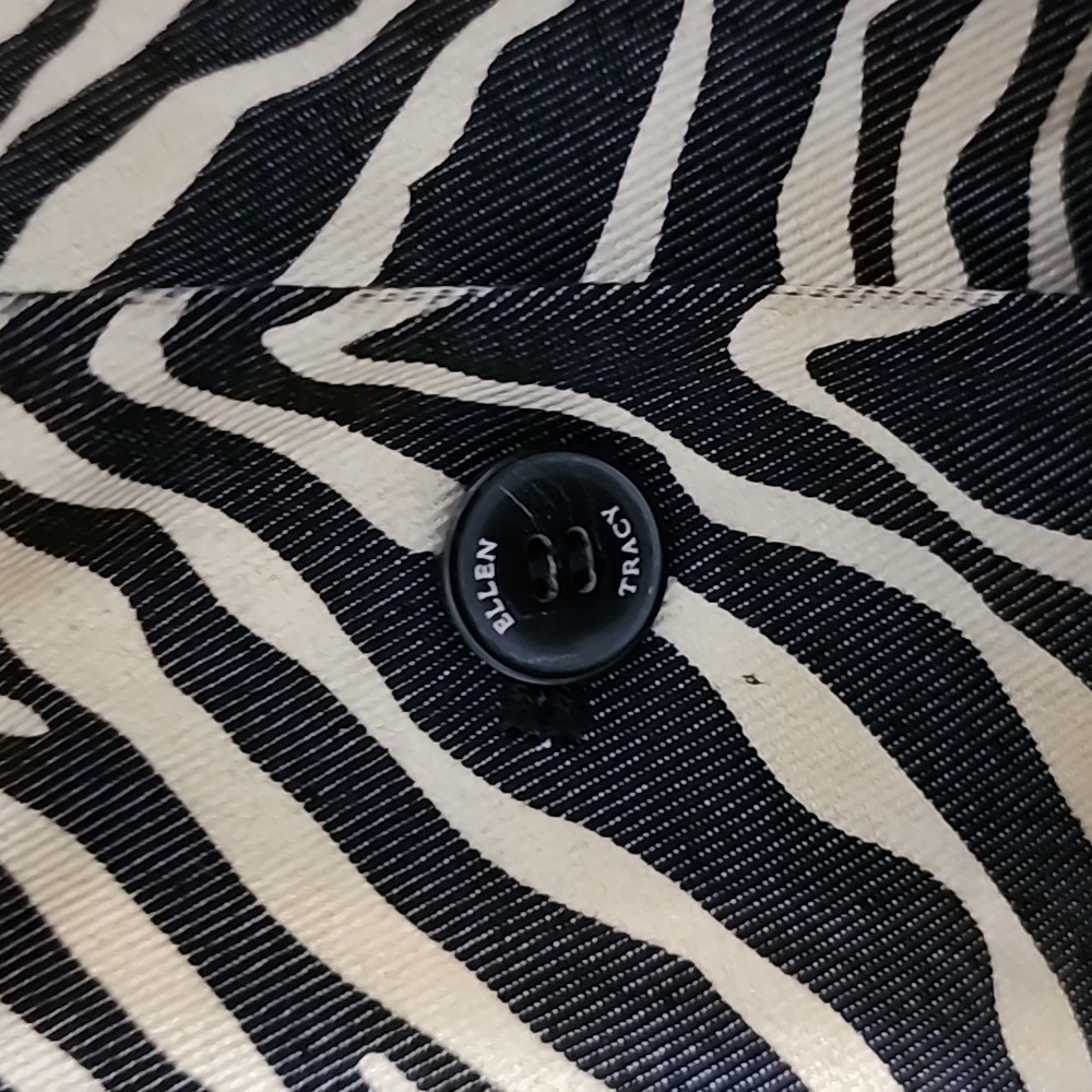 Linda Allard Ellen Tracy Womens Gold & Black Zebra Print Button Front Coat Sz 12 - Picture 3 of 10